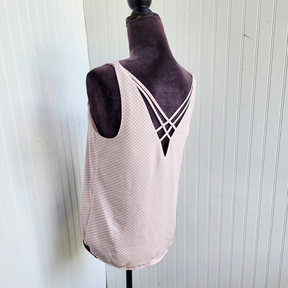 Express Women's Polka Dot Pink White Strappy Double V Neck Tank Top S - Picture 2 of 12
